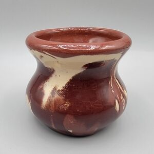 Clays in Calico Cardwell MT Signed Pottery Vase Cup Rustic Swirl Handcrafted